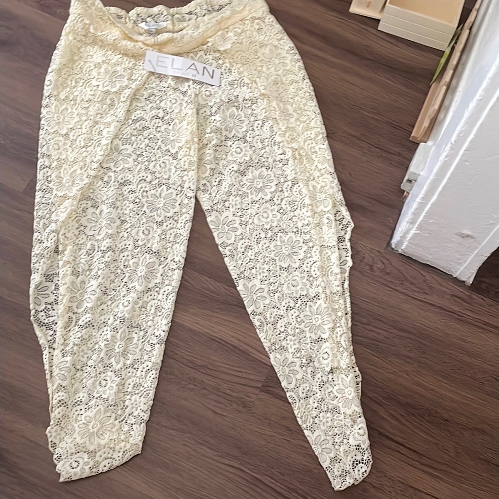Elan Beach Ivory Lace Boho Genie Pant Size L NWt